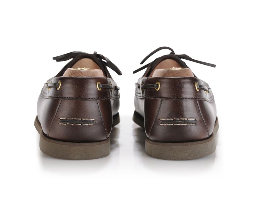 Dark Chestnut Leather Boat Shoes - TRAWLER