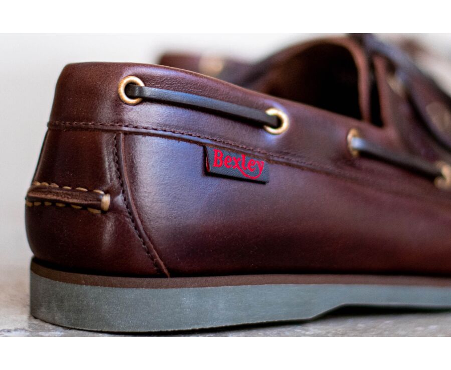 Dark Chestnut Leather Boat Shoes - TRAWLER