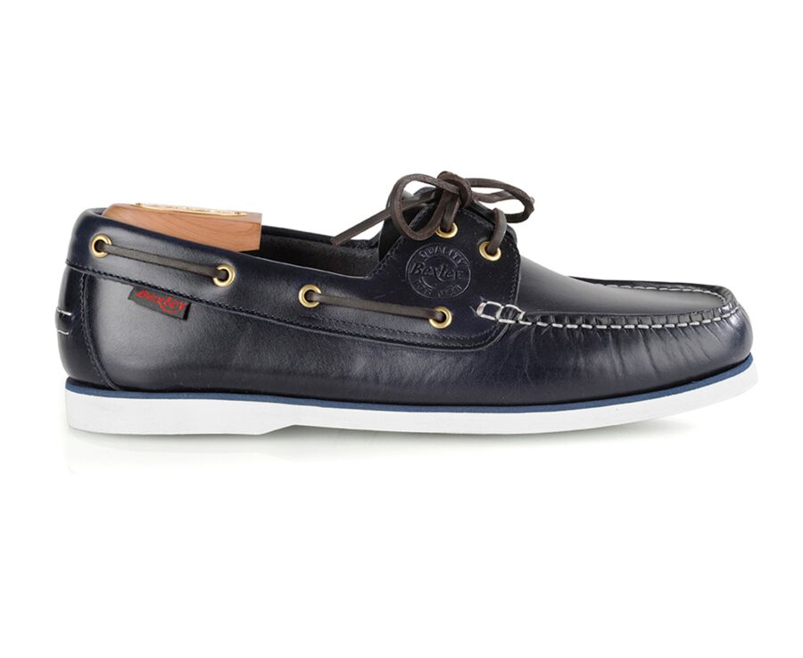Navy Leather Boat Shoes - TRAWLER