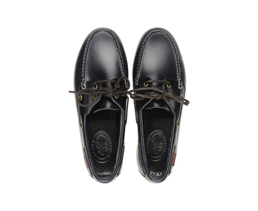 Navy Leather Boat Shoes - TRAWLER