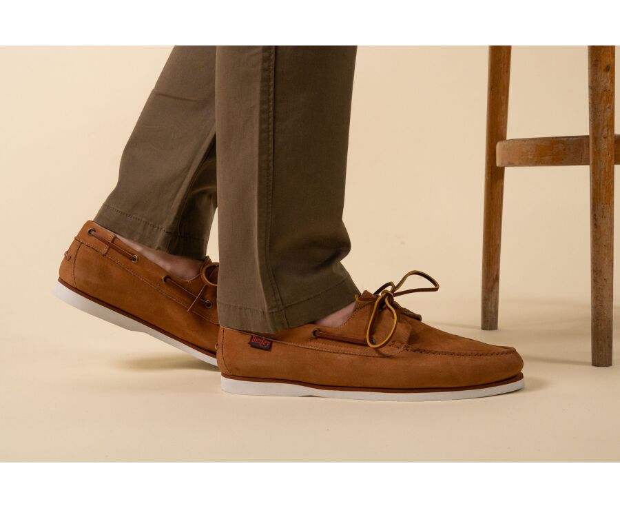 Men’s Camel Nubuck Boat Shoes - TRAWLER