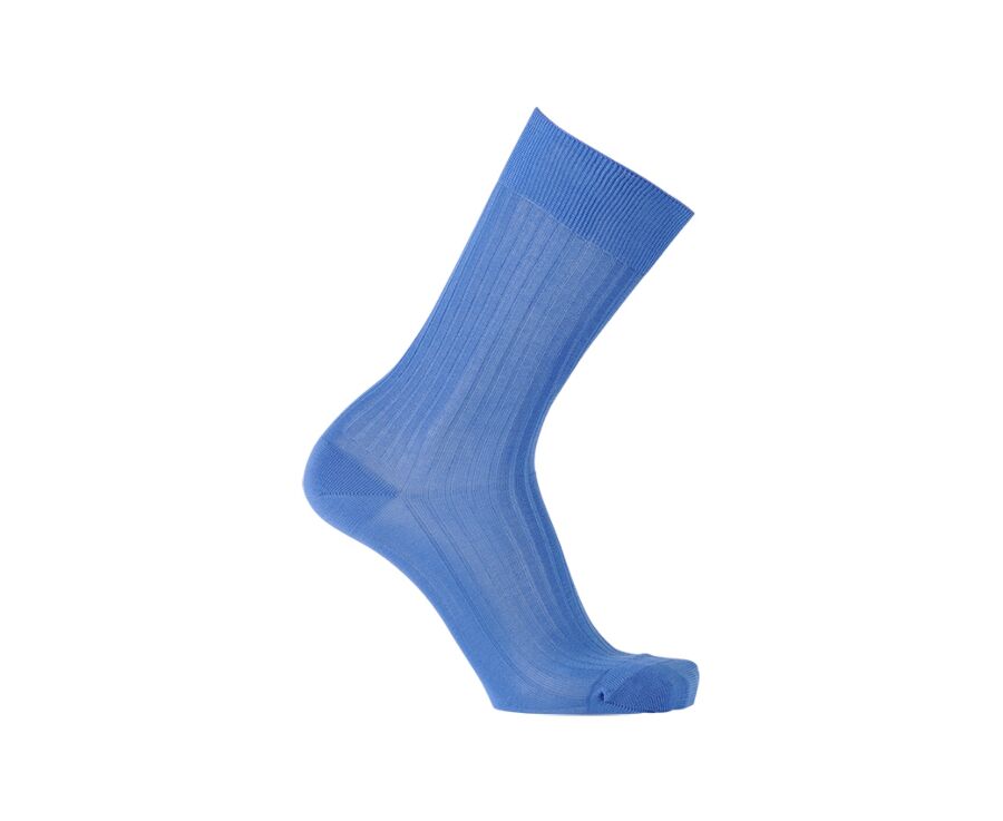 Men's Middle Blue Cotton Dress Socks