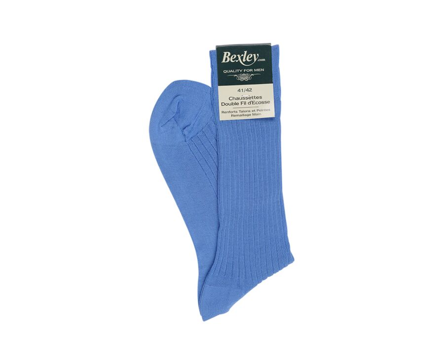 Men's Middle Blue Cotton Dress Socks