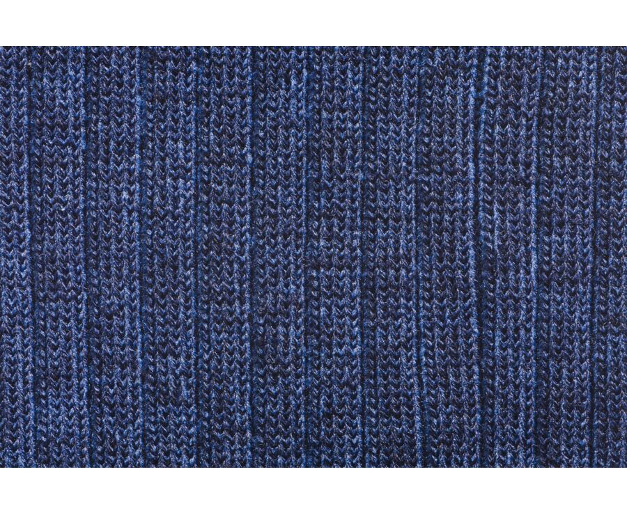 Mercerised Cotton Socks With Ribbing Heather Blue and Medium Blue