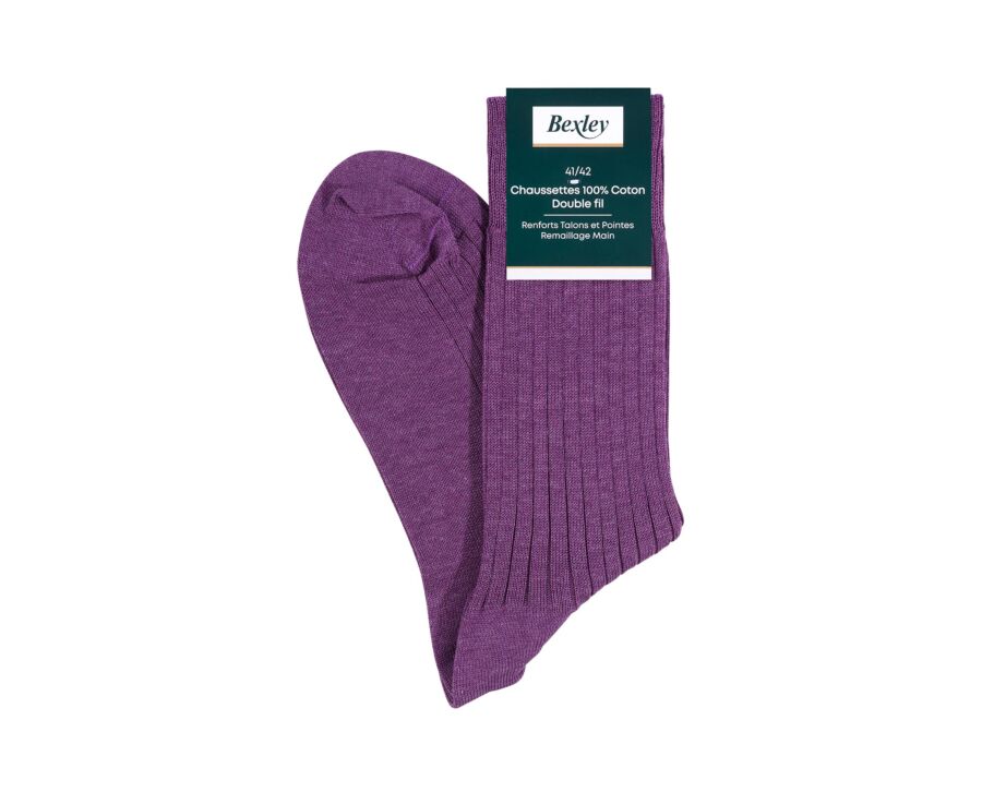 Ribbed lisle thread socks - Heathered parma