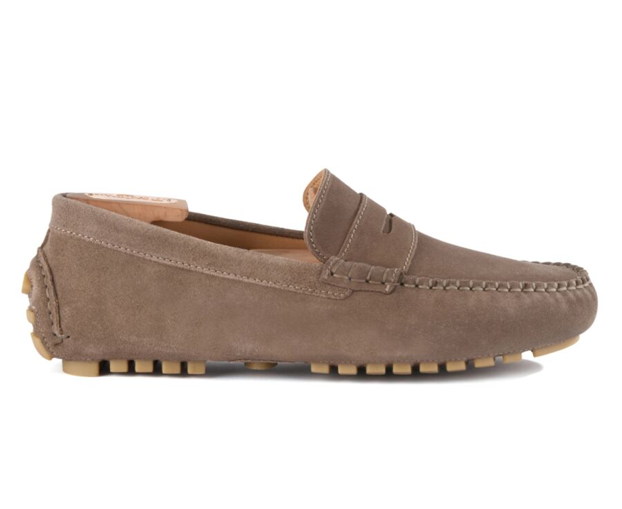 Taupe Men's Driving Moccasins - BISCAYNE