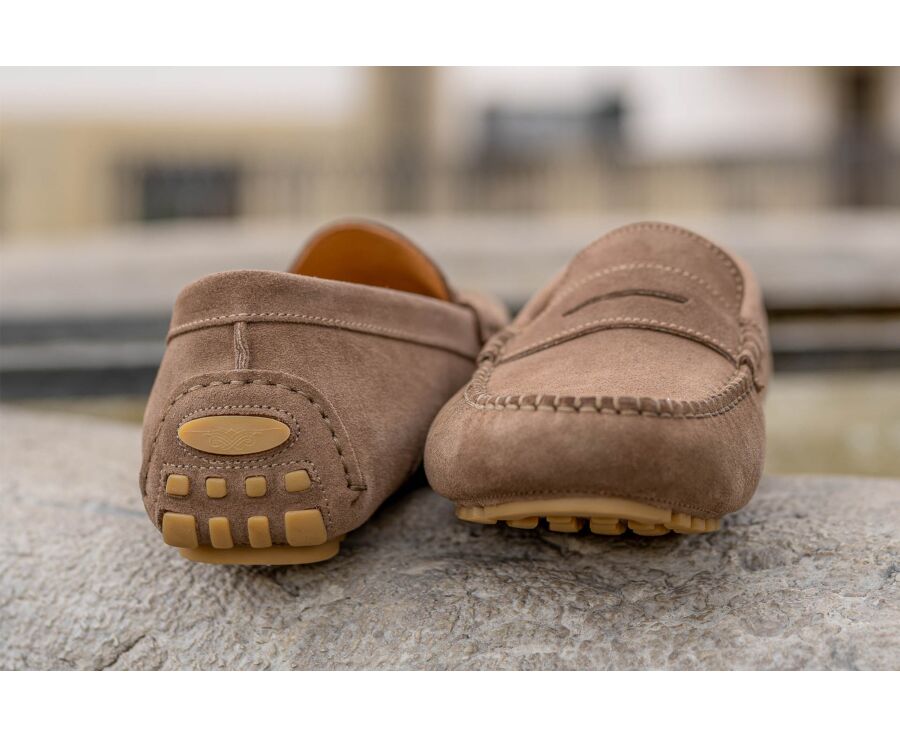 Taupe Men's Driving Moccasins - BISCAYNE