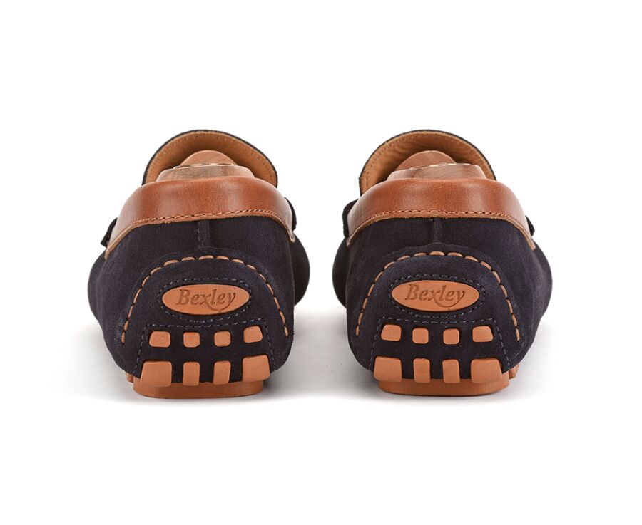 Navy suede and Chestnut Men's Driving Moccasins - BISCAYNE