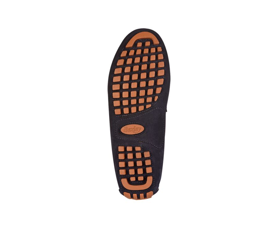Navy suede and Chestnut Men's Driving Moccasins - BISCAYNE