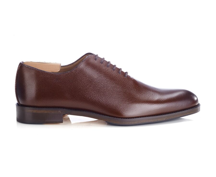Chocolate Grained Leather Oxford shoes - PETER PATIN