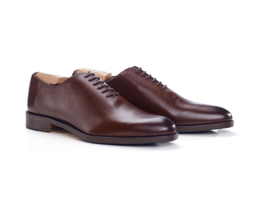 Chocolate Grained Leather Oxford shoes - PETER PATIN