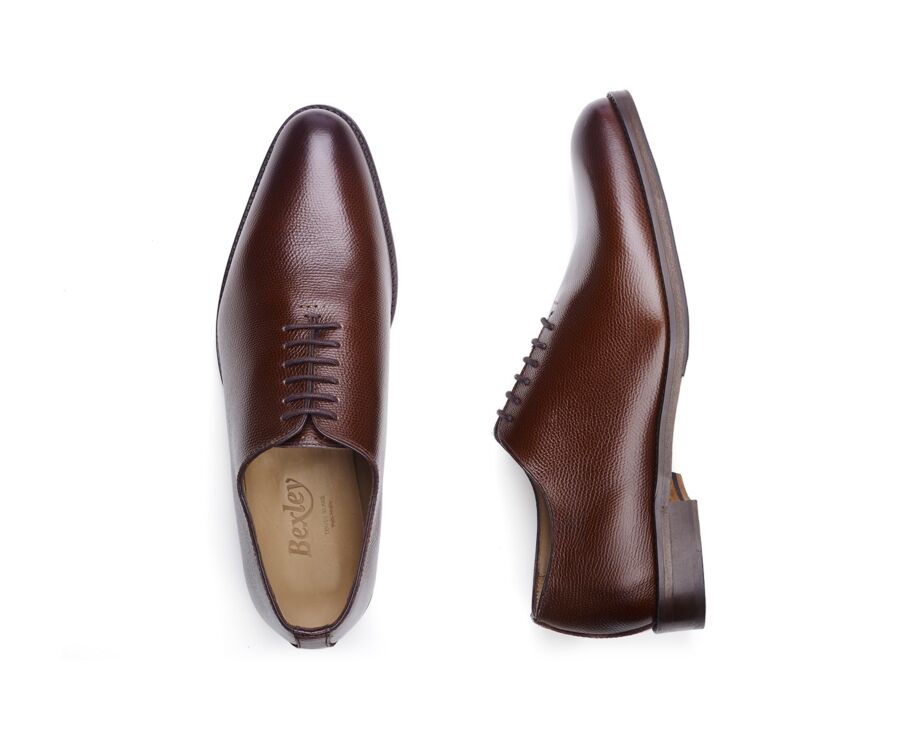 Chocolate Grained Leather Oxford shoes - PETER PATIN