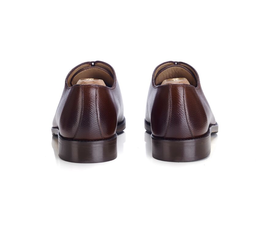 Chocolate Grained Leather Oxford shoes - PETER PATIN