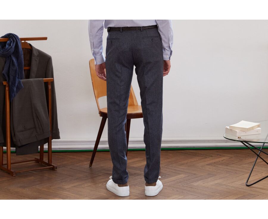 Grey Blue Herringbone Men's dress trousers - LELIAN