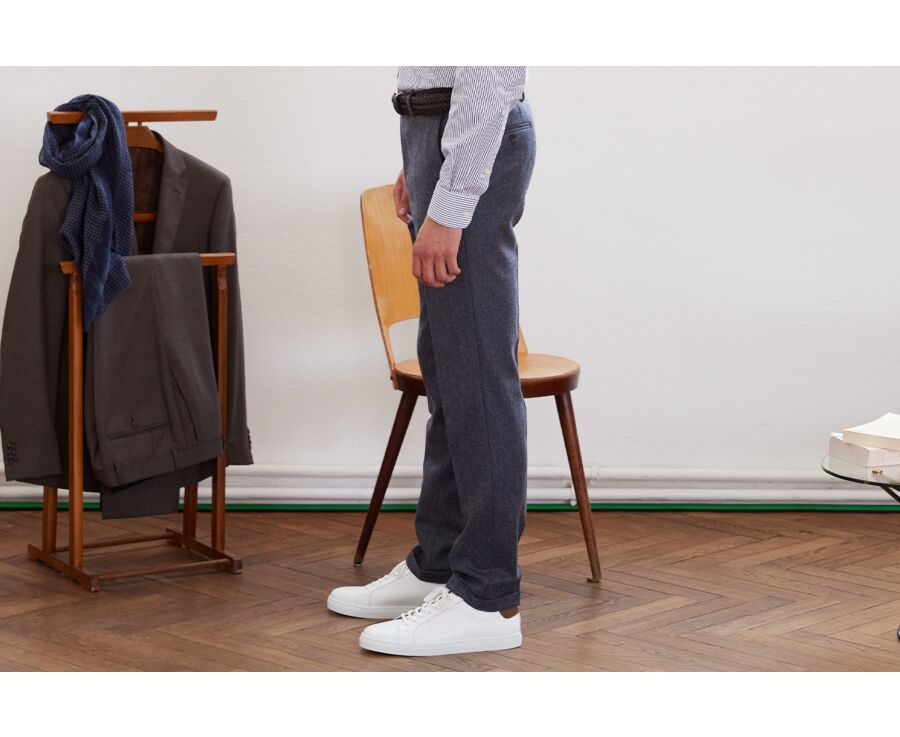 Grey Blue Herringbone Men's dress trousers - LELIAN