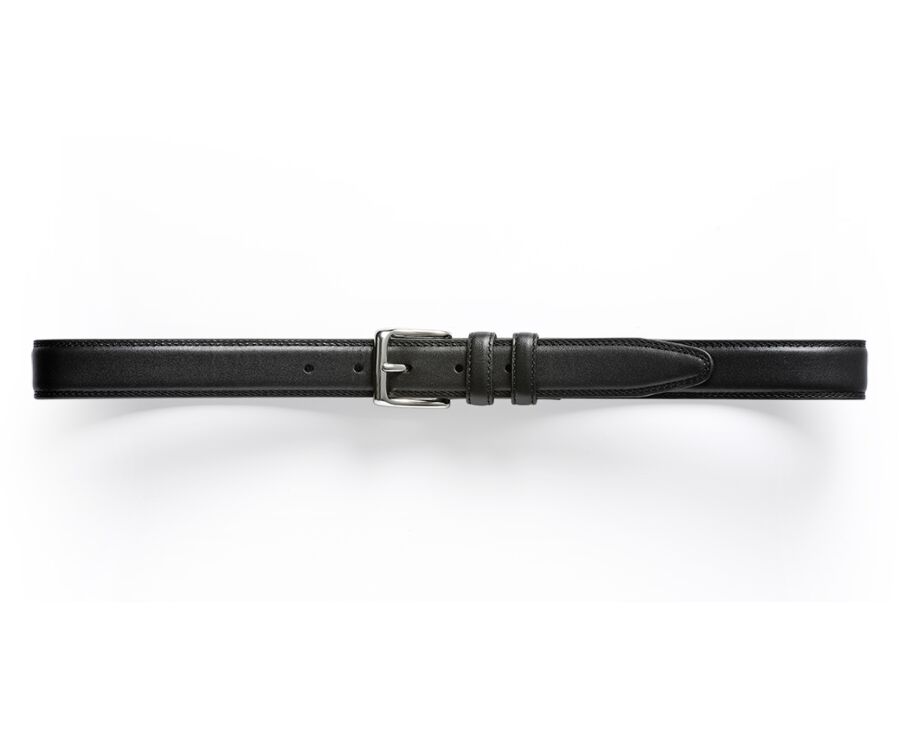 Men's Black Leather Belt With Silver Buckle - BRIXTON SILVER