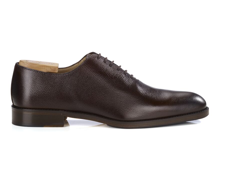 Grained Patina Chocolate Oxford shoes - Leather outsole & rubber pad - PETER