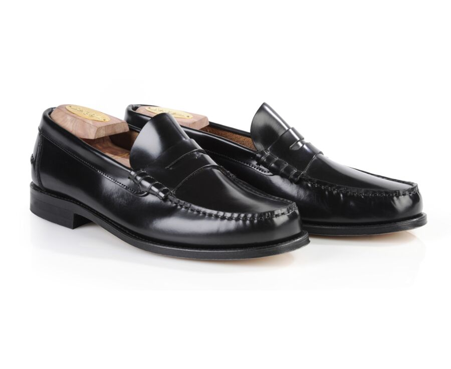 Black leather Men's penny loafers - YALE