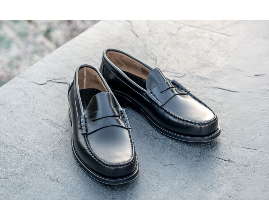 Black leather Men's penny loafers - YALE