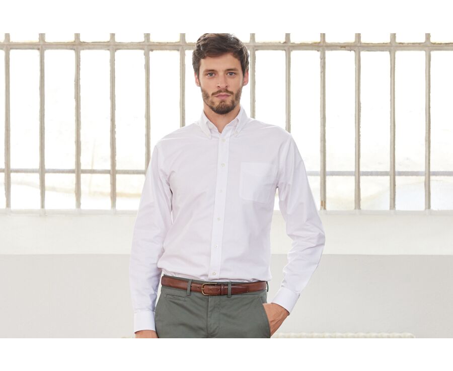 White Oxford shirt with Chest pocket - American Collar - HAROLD