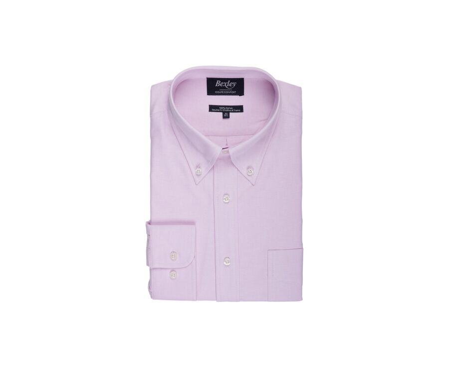 Light Pink Oxford shirt with chest pocket - American collar - HAROLD