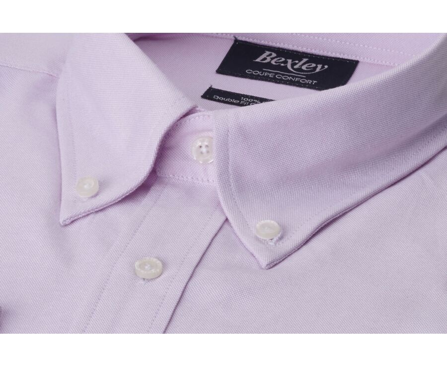 Light Pink Oxford shirt with chest pocket - American collar - HAROLD