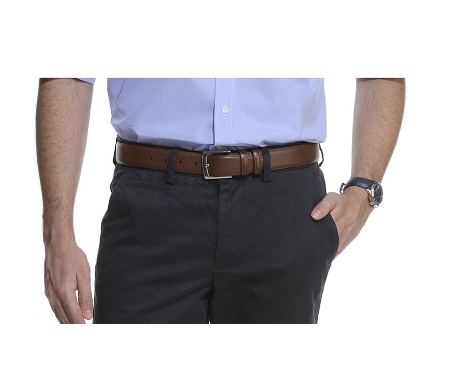 Chestnut Luxury Belt for men - WESTGATE SILVER