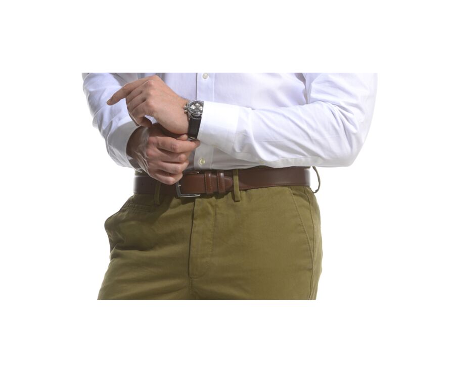 Chocolate Luxury Belt for men - WESTGATE SILVER
