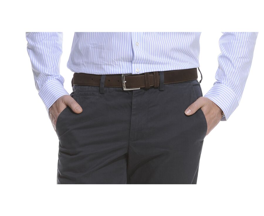 Havana Suede Luxury Belt for men - WESTGATE SILVER