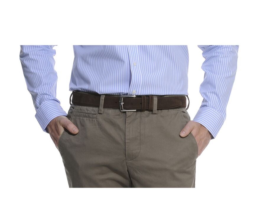 Havana Suede Luxury Belt for men - WESTGATE SILVER