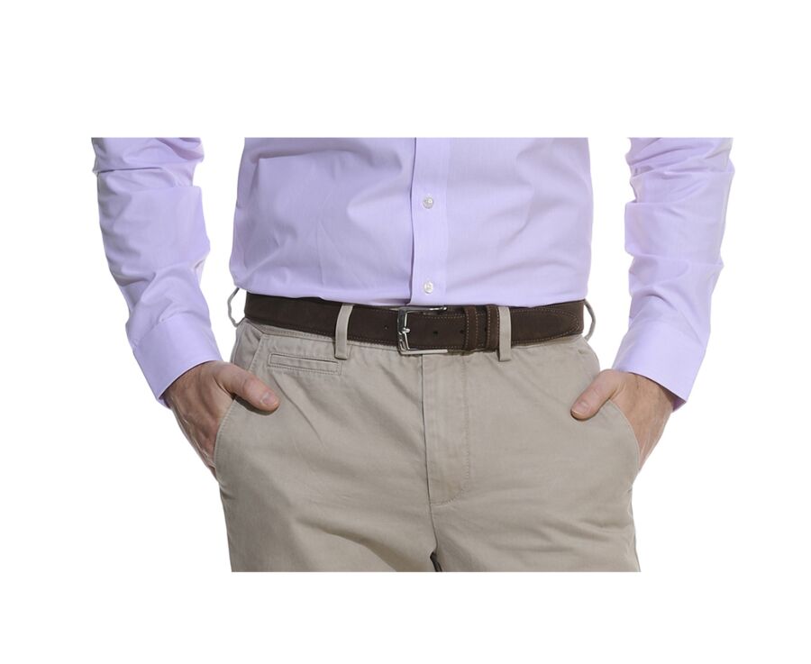 Havana Suede Luxury Belt for men - WESTGATE SILVER