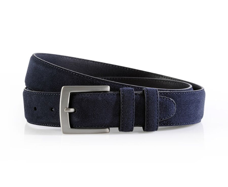 Navy Suede Luxury Belt for men - WESTGATE SILVER