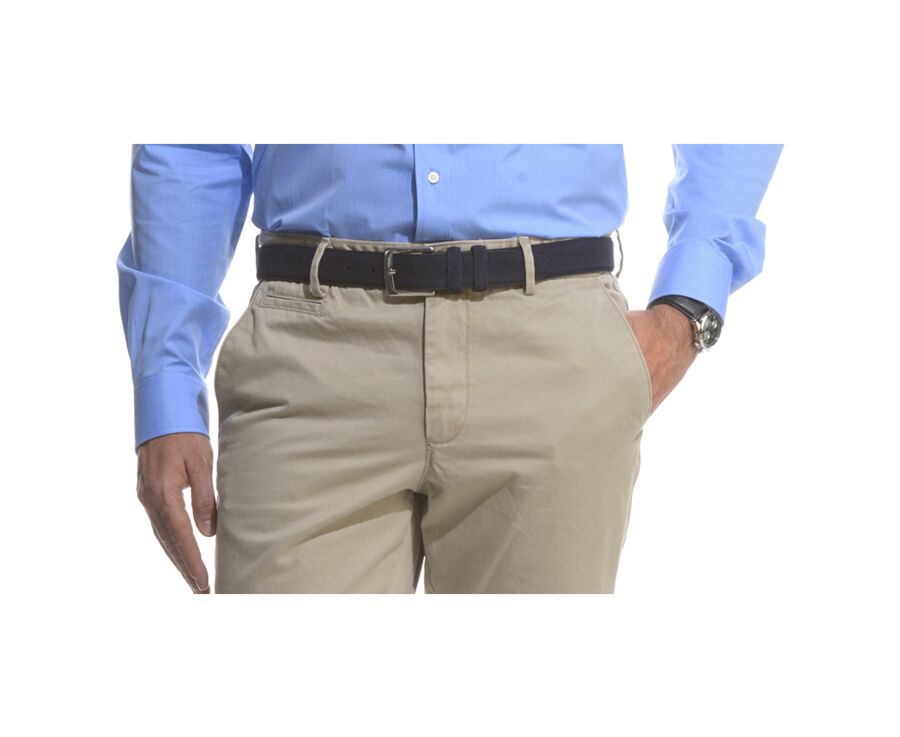 Navy Suede Luxury Belt for men - WESTGATE SILVER