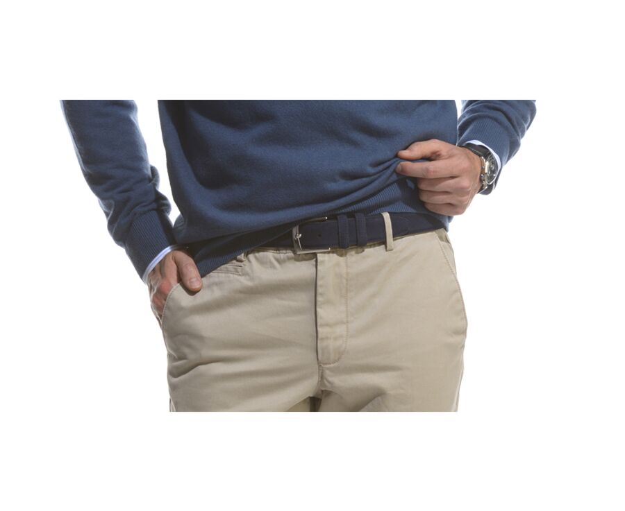 Navy Suede Luxury Belt for men - WESTGATE SILVER