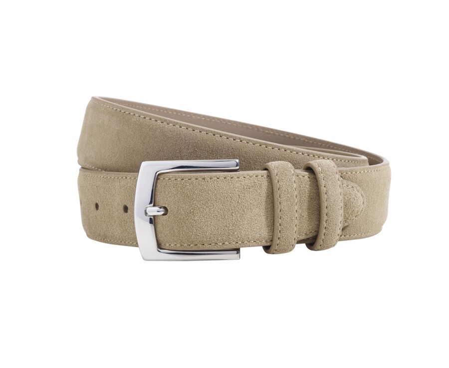 Men's luxury beige velvet belt - WESTGATE SILVER