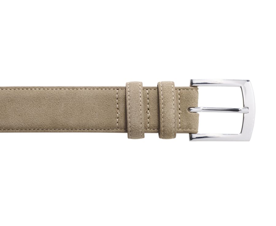 Men's luxury beige velvet belt - WESTGATE SILVER