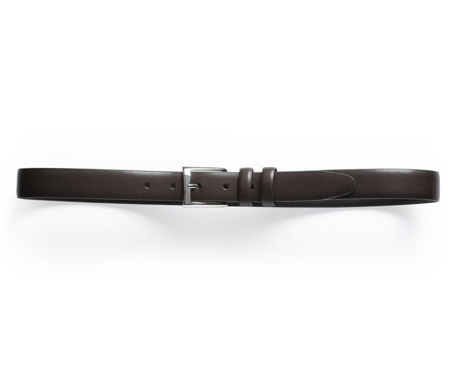 Chocolate Suit Leather belt for men - RAMSGATE SILVER