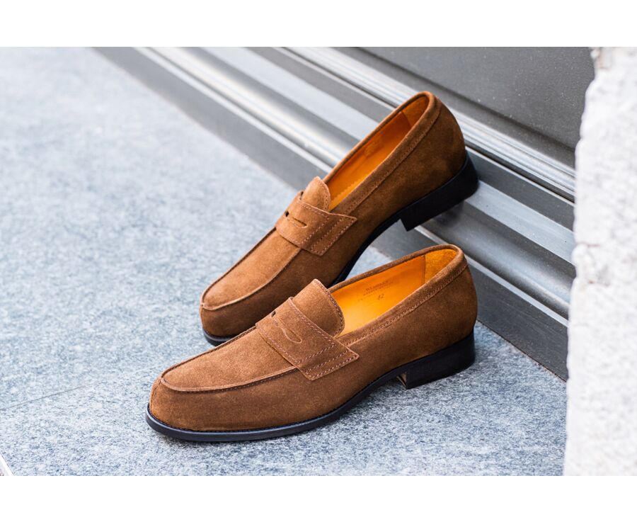 Havana Suede Men's penny loafers - WEMBLEY CLASSIC
