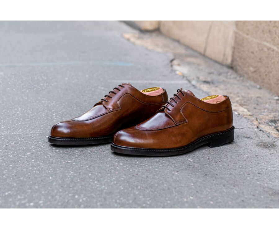 Brown Cognac Derby Shoes - Rubber outsole - KENT GOMME COUNTRY