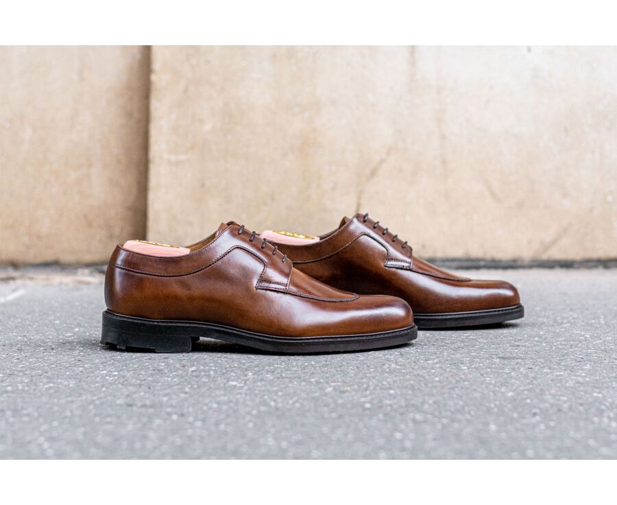 Brown Cognac Derby Shoes - Rubber outsole - KENT GOMME COUNTRY