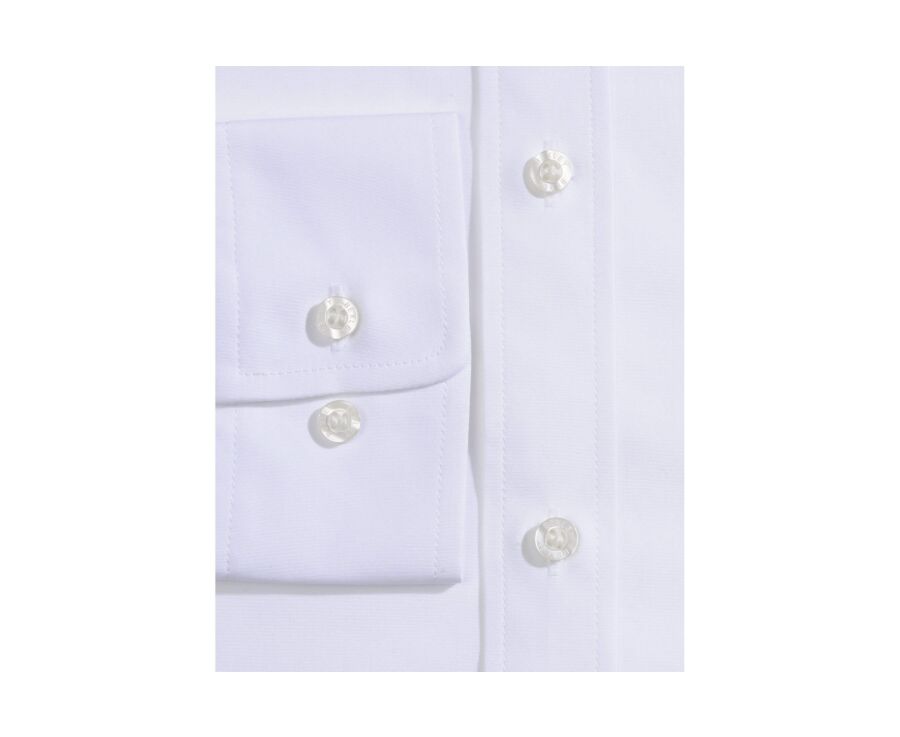 White Poplin Cotton Shirt - Straight collar - LOUIS