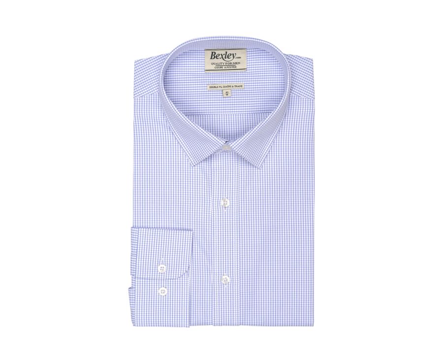 Shirt with white and blue thin checks - MARTIN
