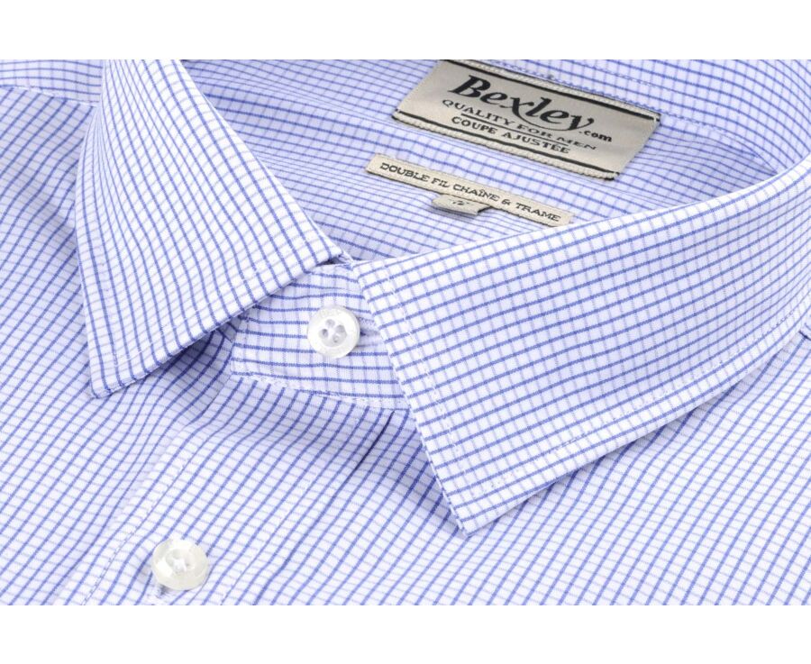 Shirt with white and blue thin checks - MARTIN