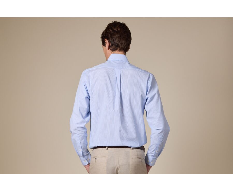 Shirt with thin blue stripes - Chest pocket - AUGUSTIN
