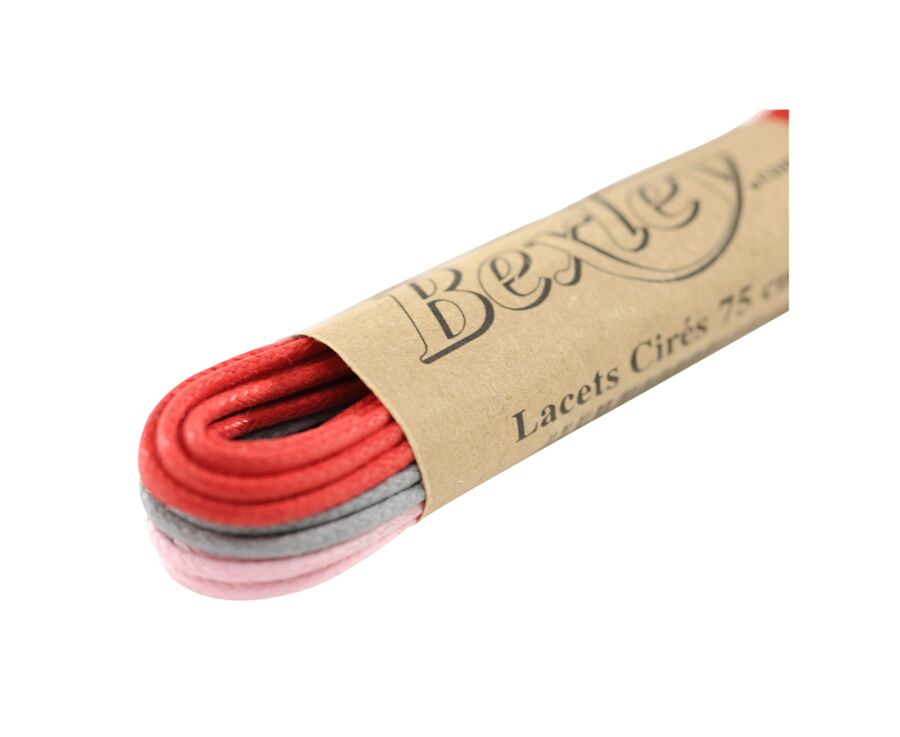 3 pairs of shoelaces for dress shoes - Red, Grey & Pink
