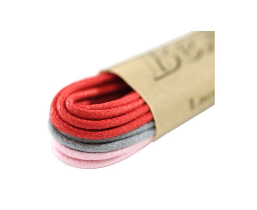 3 pairs of shoelaces for dress shoes - Red, Grey & Pink