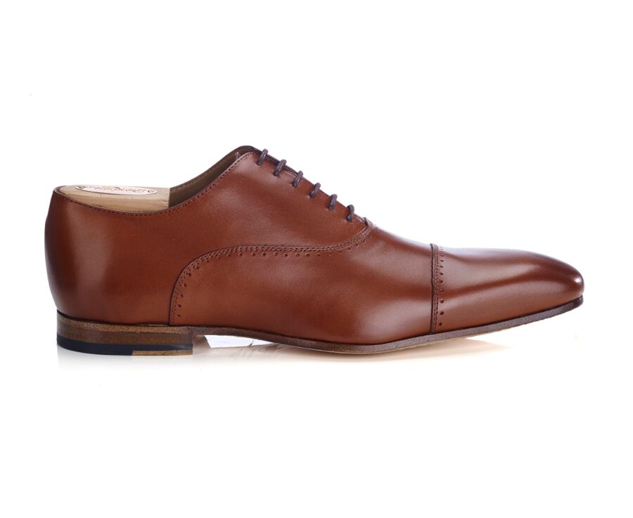 Dark Cognac Oxford shoes - Leather outsole - STRESA