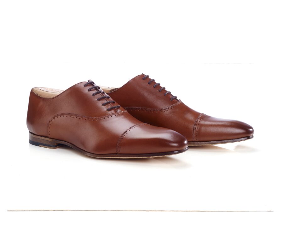 Dark Cognac Oxford shoes - Leather outsole - STRESA