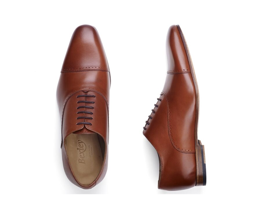 Dark Cognac Oxford shoes - Leather outsole - STRESA