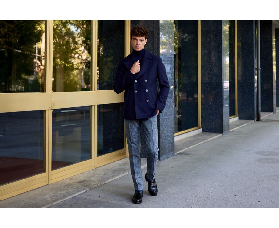 Navy Men's pea coat - GAËLAN